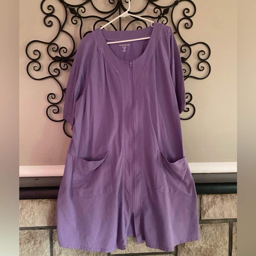 Purple Zip-Up Robe with Pockets